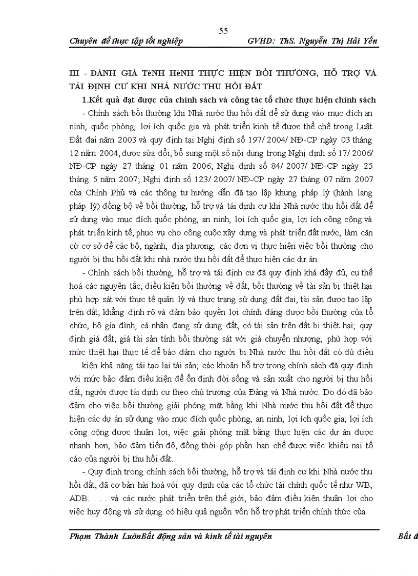 image for page Đánh giá tình hình thực hiện chính sách về bồi thường, hỗ trợ tái định cư khi Nhà nước thu hồi đất tại một số địa phương và đề xuất các giải pháp để hoàn thiện, nâng cao tính khả thi của chính sách bồi thường, hỗ trợ tái định cư khi Nhà nước thu hồi đất