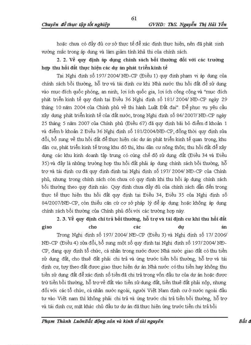 image for page Đánh giá tình hình thực hiện chính sách về bồi thường, hỗ trợ tái định cư khi Nhà nước thu hồi đất tại một số địa phương và đề xuất các giải pháp để hoàn thiện, nâng cao tính khả thi của chính sách bồi thường, hỗ trợ tái định cư khi Nhà nước thu hồi đất
