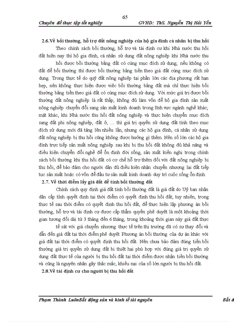 image for page Đánh giá tình hình thực hiện chính sách về bồi thường, hỗ trợ tái định cư khi Nhà nước thu hồi đất tại một số địa phương và đề xuất các giải pháp để hoàn thiện, nâng cao tính khả thi của chính sách bồi thường, hỗ trợ tái định cư khi Nhà nước thu hồi đất
