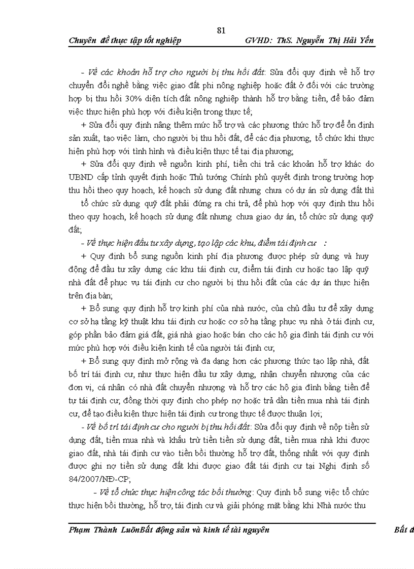 image for page Đánh giá tình hình thực hiện chính sách về bồi thường, hỗ trợ tái định cư khi Nhà nước thu hồi đất tại một số địa phương và đề xuất các giải pháp để hoàn thiện, nâng cao tính khả thi của chính sách bồi thường, hỗ trợ tái định cư khi Nhà nước thu hồi đất