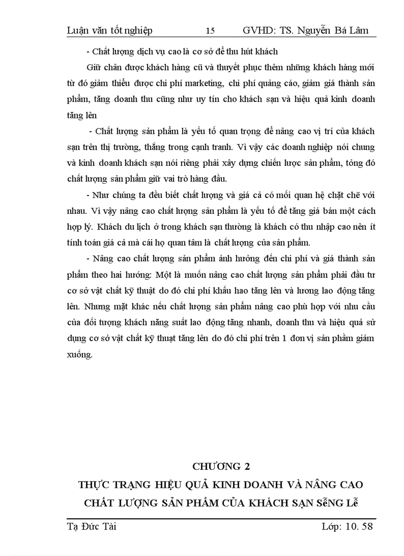 image for page Thực trạng và giải pháp nâng cao chất lượng sản phẩm tại khách sạn Sông Lô