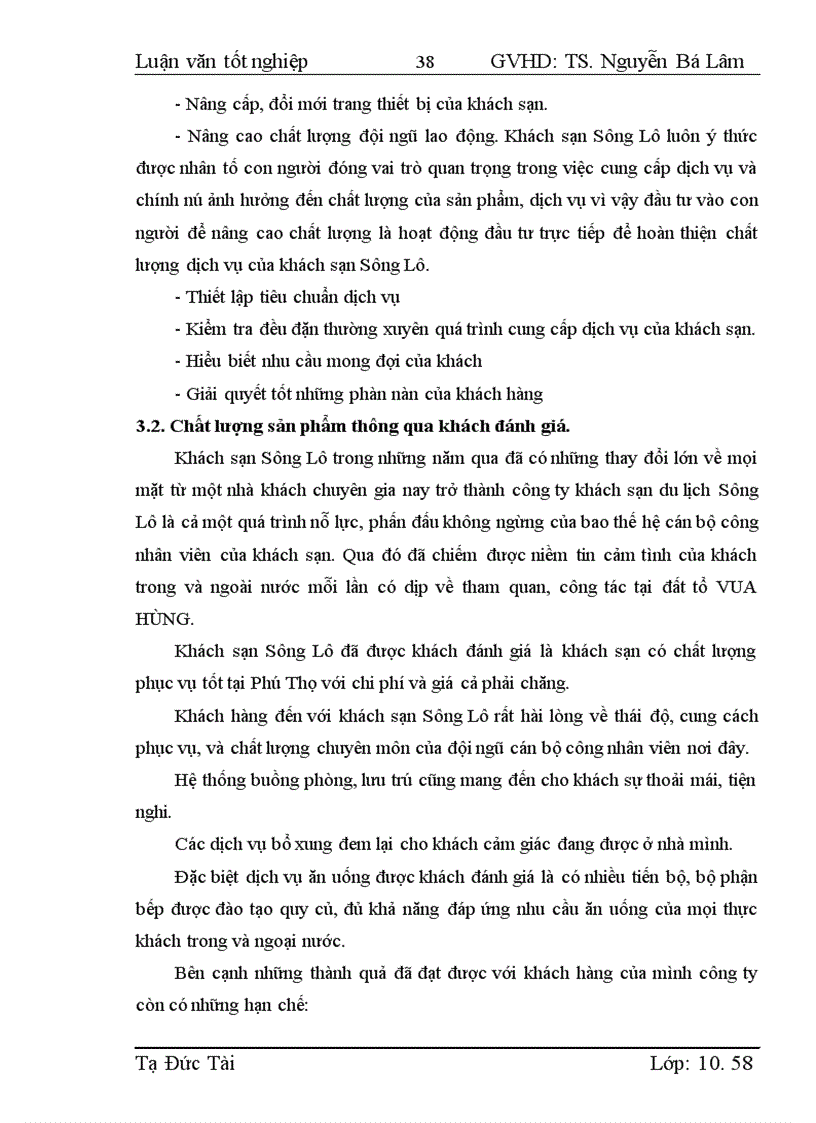 image for page Thực trạng và giải pháp nâng cao chất lượng sản phẩm tại khách sạn Sông Lô