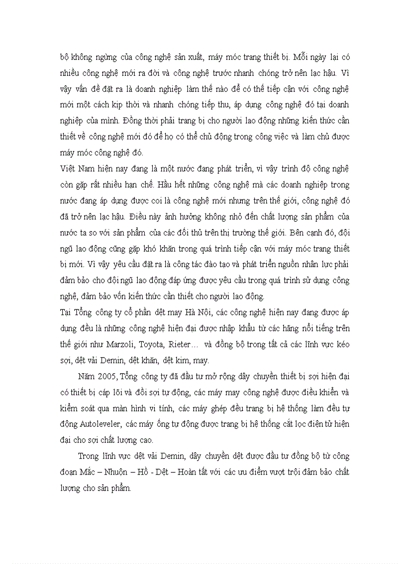image for page Hoàn thiện công tác đào tạo và phát triển nguồn nhân lực tại Tổng công ty cổ phần dệt may Hà Nội ------------------