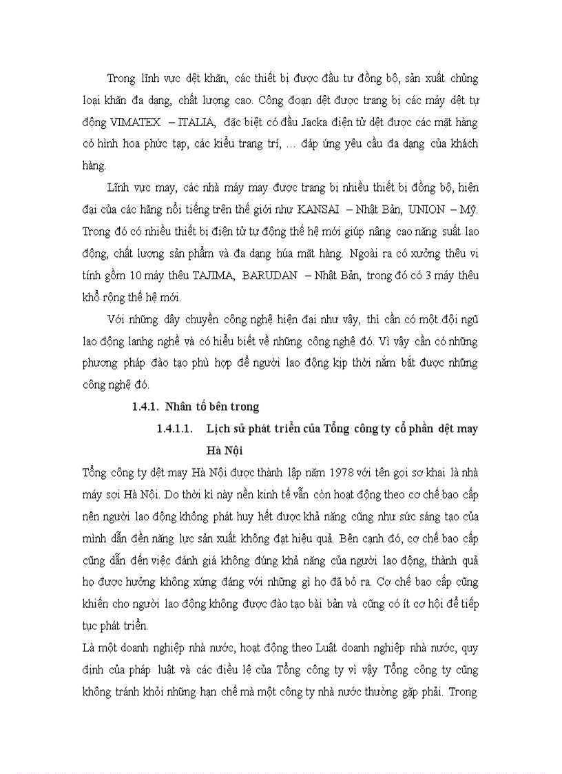 image for page Hoàn thiện công tác đào tạo và phát triển nguồn nhân lực tại Tổng công ty cổ phần dệt may Hà Nội ------------------