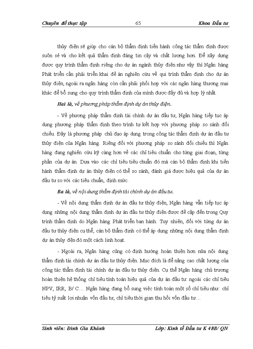 image for page Công tác thẩm định dự án vay vốn đầu tư thủy điện tại Ngân hàng phát triển Việt Nam – VDB