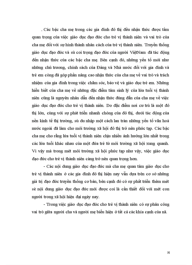 image for page Thực trạng của sự phân công vai trò giữa người cha và người mẹ trong việc giáo dục đạo đức cho con cái ở độ tuổi vị thành niên