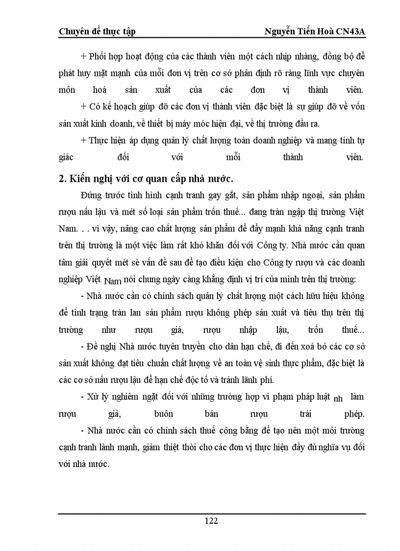 image for page Các đề xuất nhằm nâng cao chất lượng một số sản phẩm chính của Công ty Rượu Hà Nội