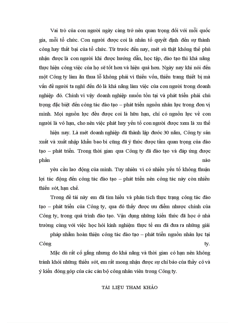 image for page Hoàn thiện công tác đào tạo và phát triển nguồn nhân lực ở Công ty sản xuất và xuất nhập khẩu bao bì