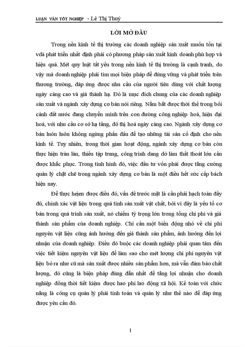 image for page Tình hình thực tế tổ chức kế toán nguyên vật liệu tại Công ty xây dựng I Thanh Hoá.