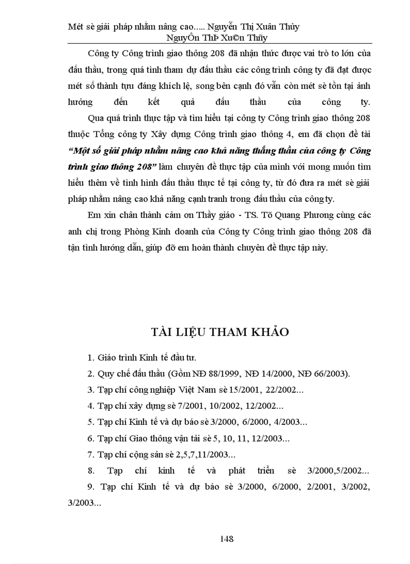 image for page Một số giải pháp nhằm nâng cao khả năng thắng thầu của công ty Công trình giao thông 208 -