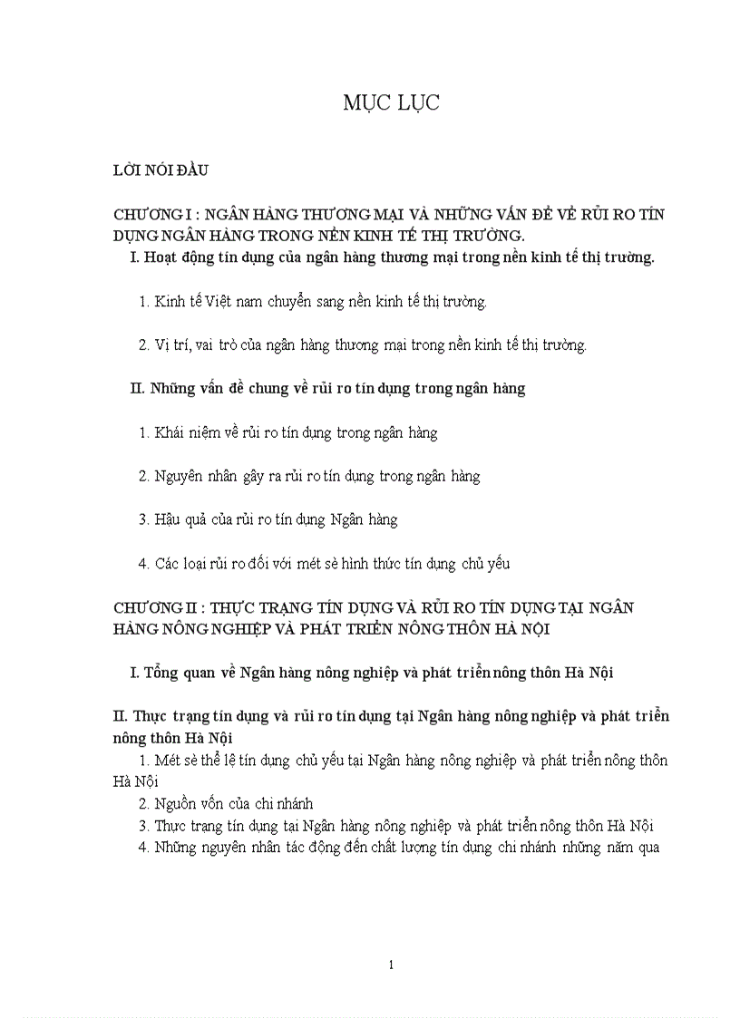 image for page Tín dụng và rủi ro tín dụng tại Ngân hàng Nông nghiệp và phát triển nông thôn Hà Nội.