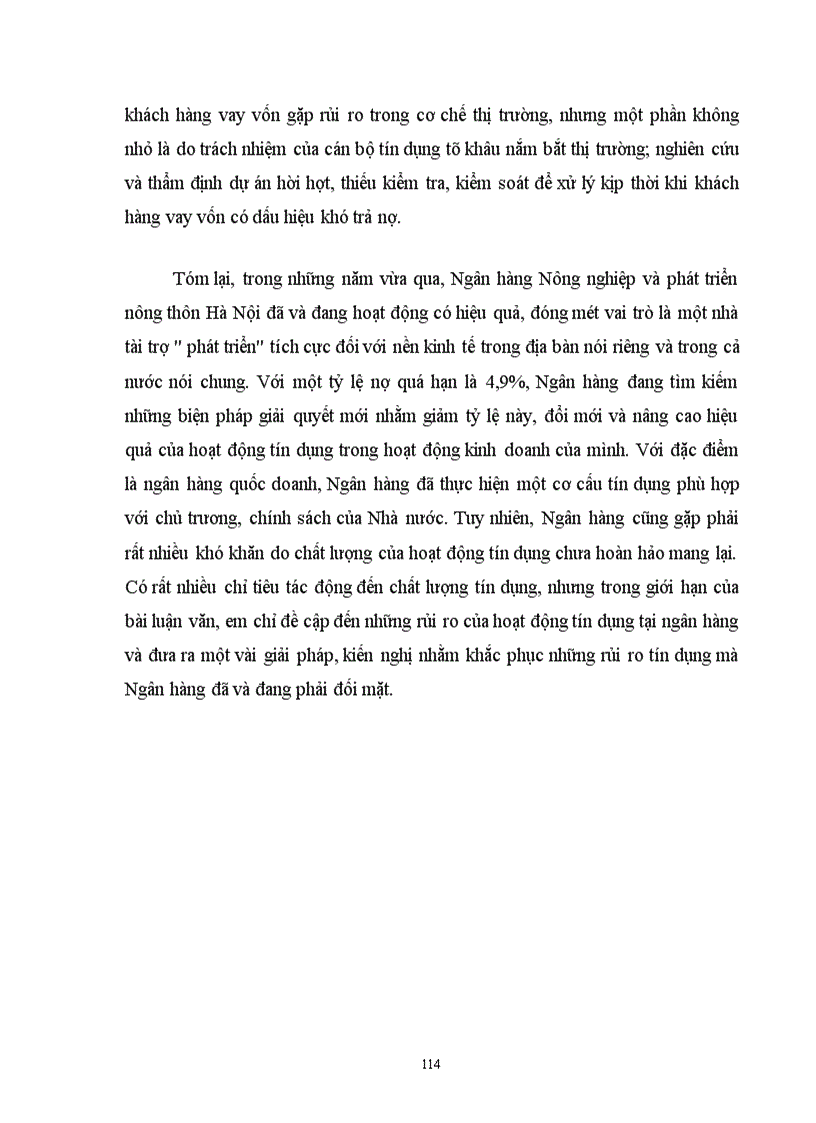 image for page Tín dụng và rủi ro tín dụng tại Ngân hàng Nông nghiệp và phát triển nông thôn Hà Nội.
