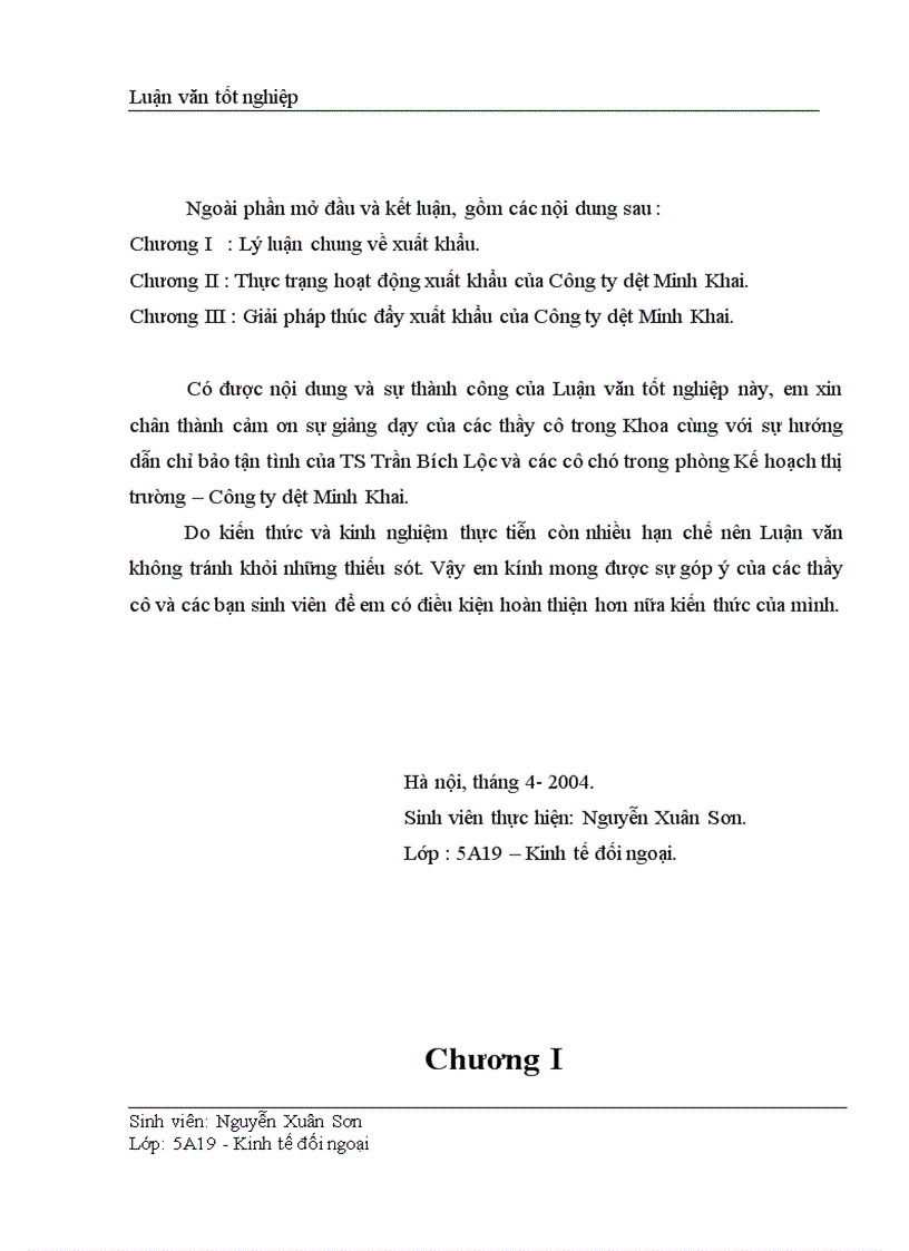 image for page Thực trạng và giải pháp thúc đẩy xuất khẩu của Công ty dệt Minh Khai