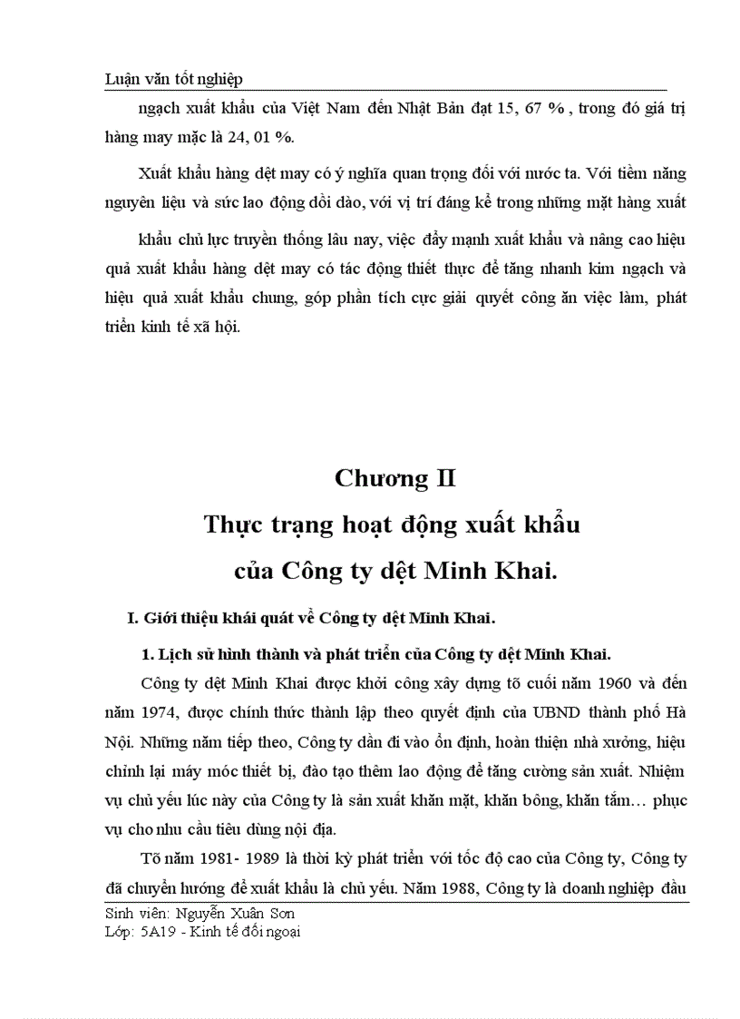 image for page Thực trạng và giải pháp thúc đẩy xuất khẩu của Công ty dệt Minh Khai