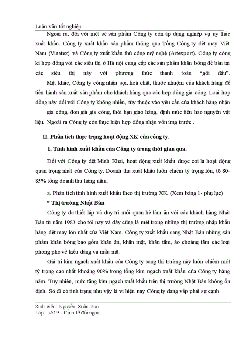 image for page Thực trạng và giải pháp thúc đẩy xuất khẩu của Công ty dệt Minh Khai