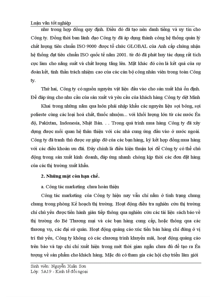 image for page Thực trạng và giải pháp thúc đẩy xuất khẩu của Công ty dệt Minh Khai