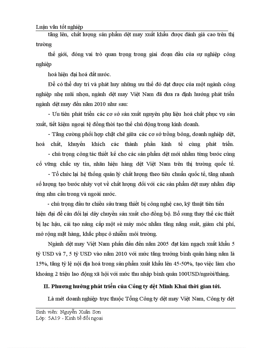 image for page Thực trạng và giải pháp thúc đẩy xuất khẩu của Công ty dệt Minh Khai