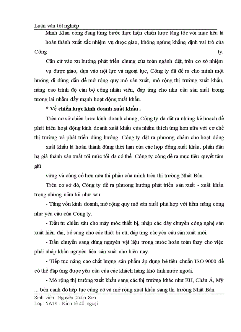 image for page Thực trạng và giải pháp thúc đẩy xuất khẩu của Công ty dệt Minh Khai