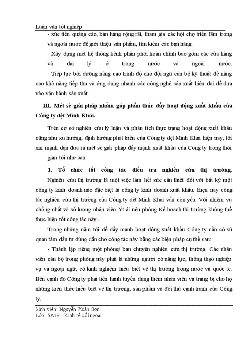 image for page Thực trạng và giải pháp thúc đẩy xuất khẩu của Công ty dệt Minh Khai