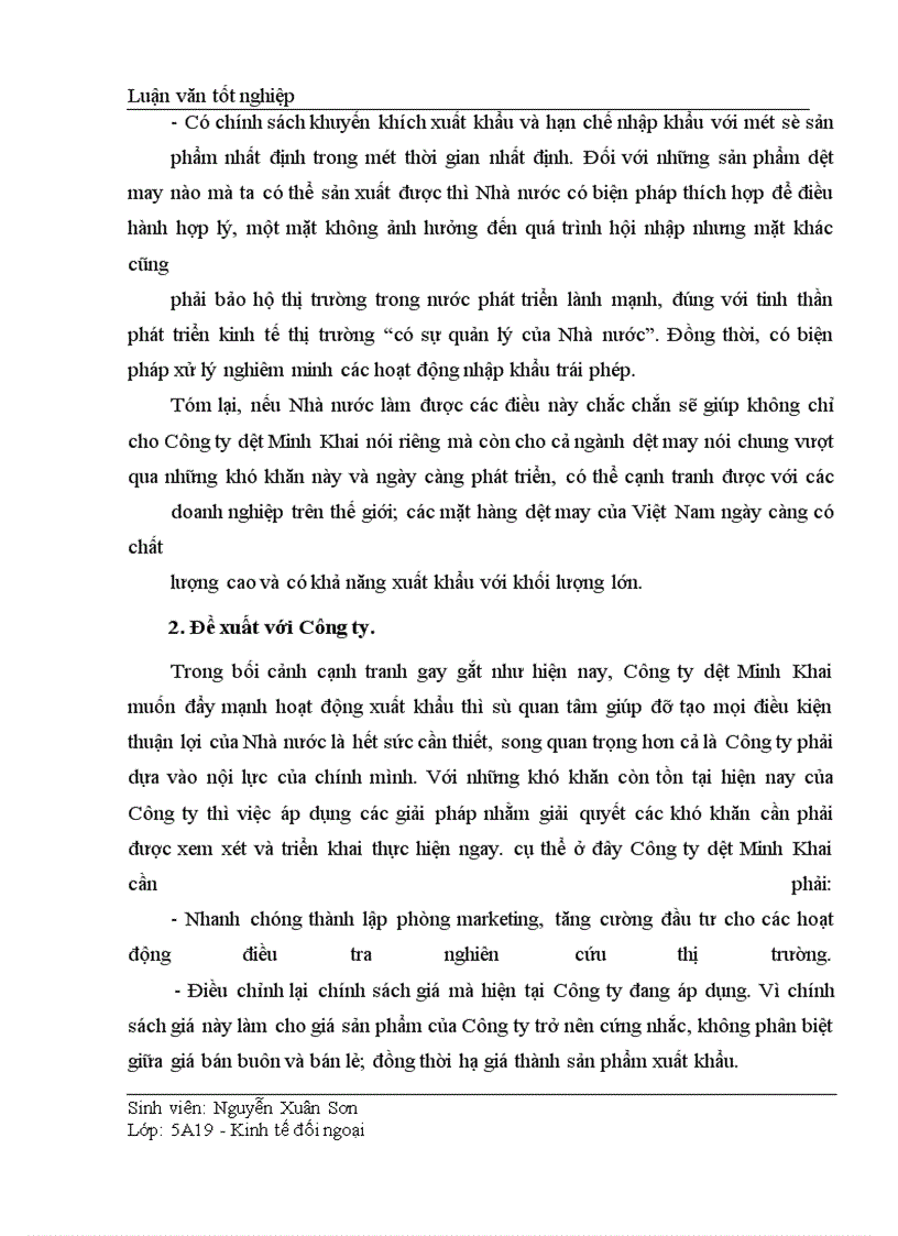 image for page Thực trạng và giải pháp thúc đẩy xuất khẩu của Công ty dệt Minh Khai