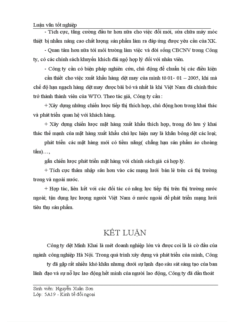 image for page Thực trạng và giải pháp thúc đẩy xuất khẩu của Công ty dệt Minh Khai