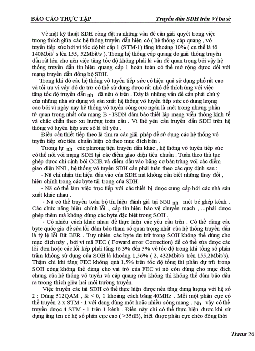 image for page Báo cáo thực tập Truyền dẫn SDH trên Vi ba số
