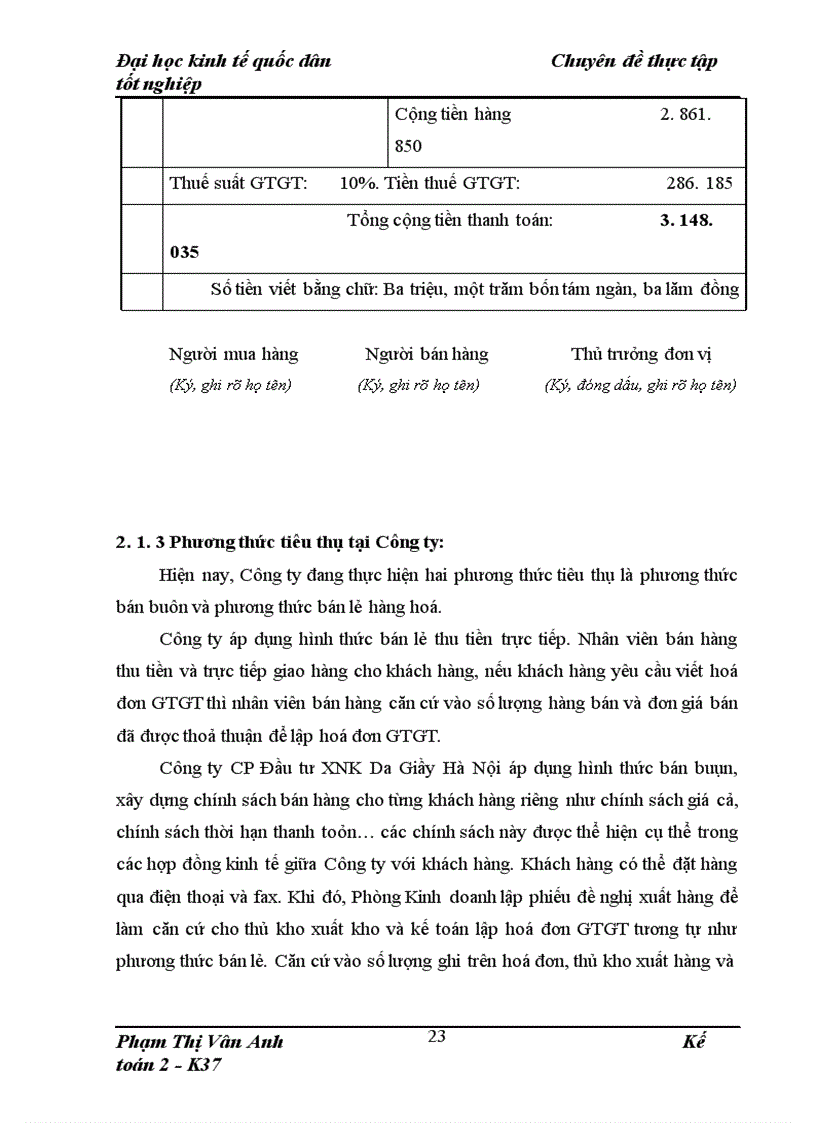 image for page Hoàn thiện kế toán tiêu thụ và xác định kết quả tiêu thụ hàng hóa tại Công ty CP Đầu tư XNK Da Giầy Hà Nội