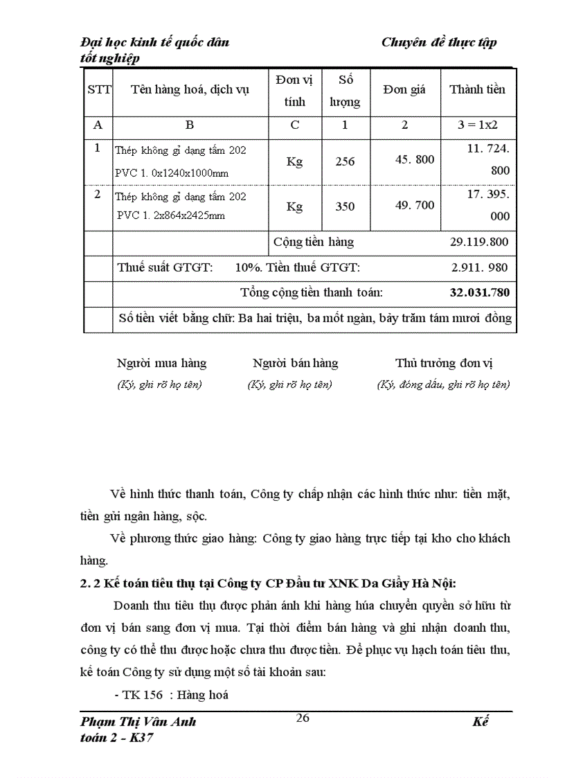 image for page Hoàn thiện kế toán tiêu thụ và xác định kết quả tiêu thụ hàng hóa tại Công ty CP Đầu tư XNK Da Giầy Hà Nội