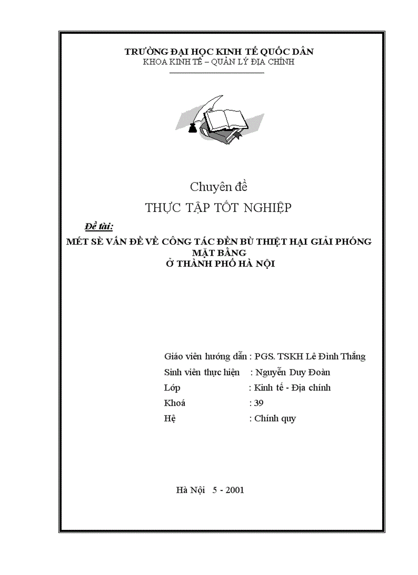 image for page Một số vấn đề về công tác đền bù thiệt hại giải phóng mặt bằng ở Thành phố Hà nội