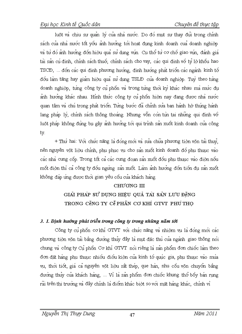image for page Giải pháp sử dụng hiệu quả tài sản lưu động của công ty cổ phần cơ khí giao thông vận tải Phú Thọ Sinh viên thực hiện