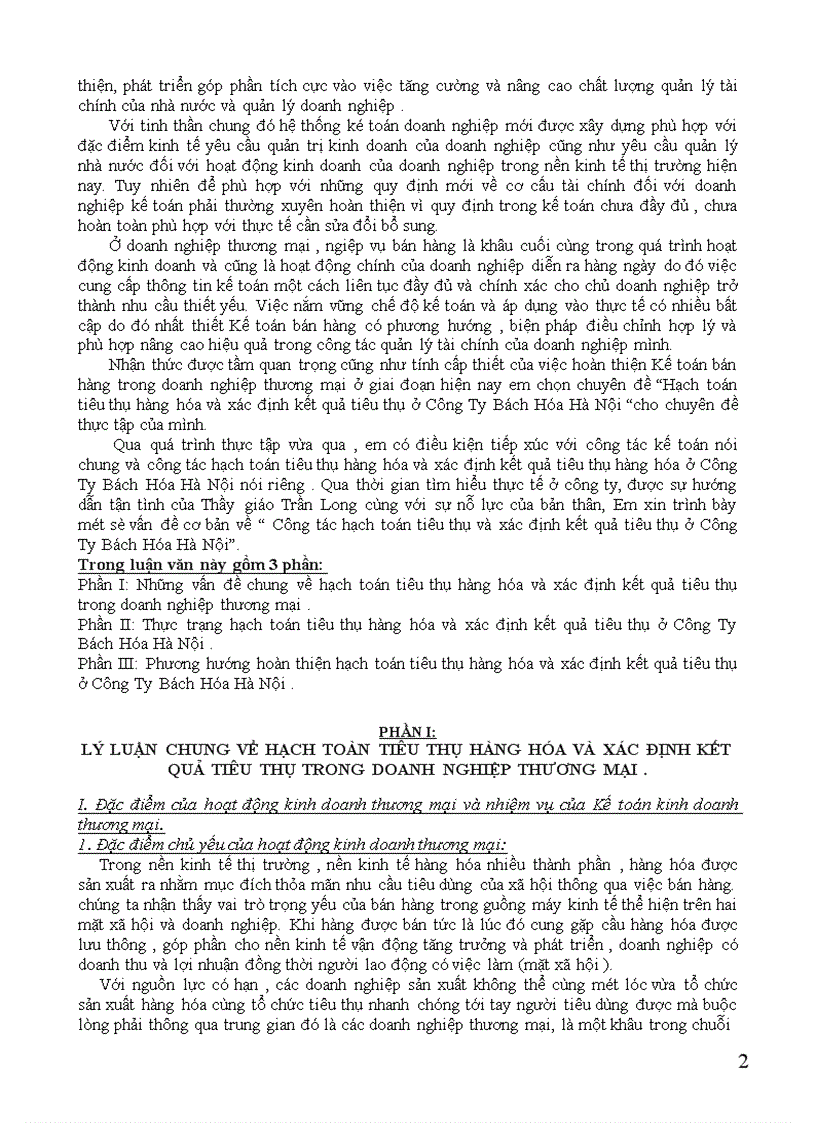 image for page Hạch toán tiêu thụ hàng hóa và xác định kết quả tiêu thụ ở Công Ty Bách Hóa Hà Nội