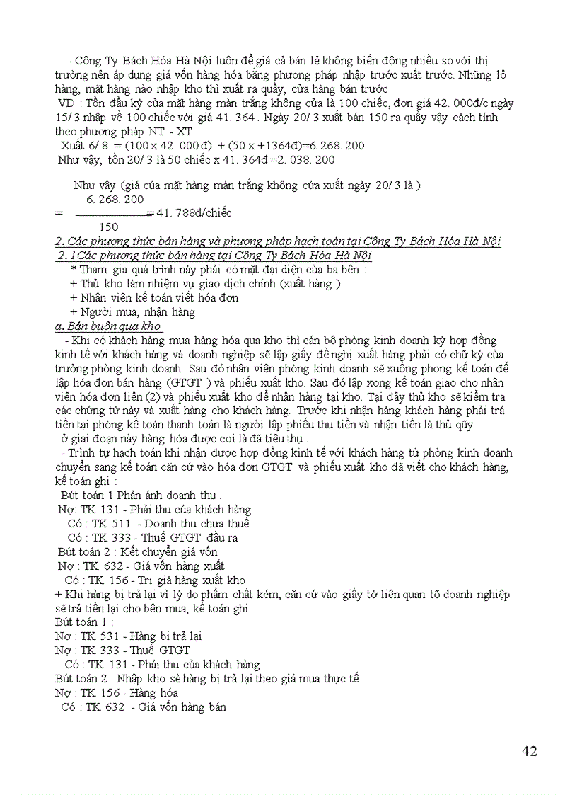 image for page Hạch toán tiêu thụ hàng hóa và xác định kết quả tiêu thụ ở Công Ty Bách Hóa Hà Nội