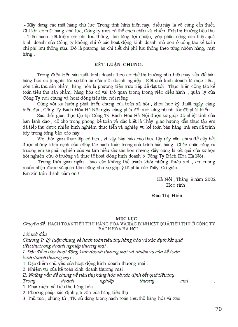 image for page Hạch toán tiêu thụ hàng hóa và xác định kết quả tiêu thụ ở Công Ty Bách Hóa Hà Nội