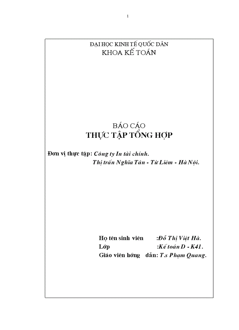 image for page Báo cáo thực tập tại Công ty In Tài chính