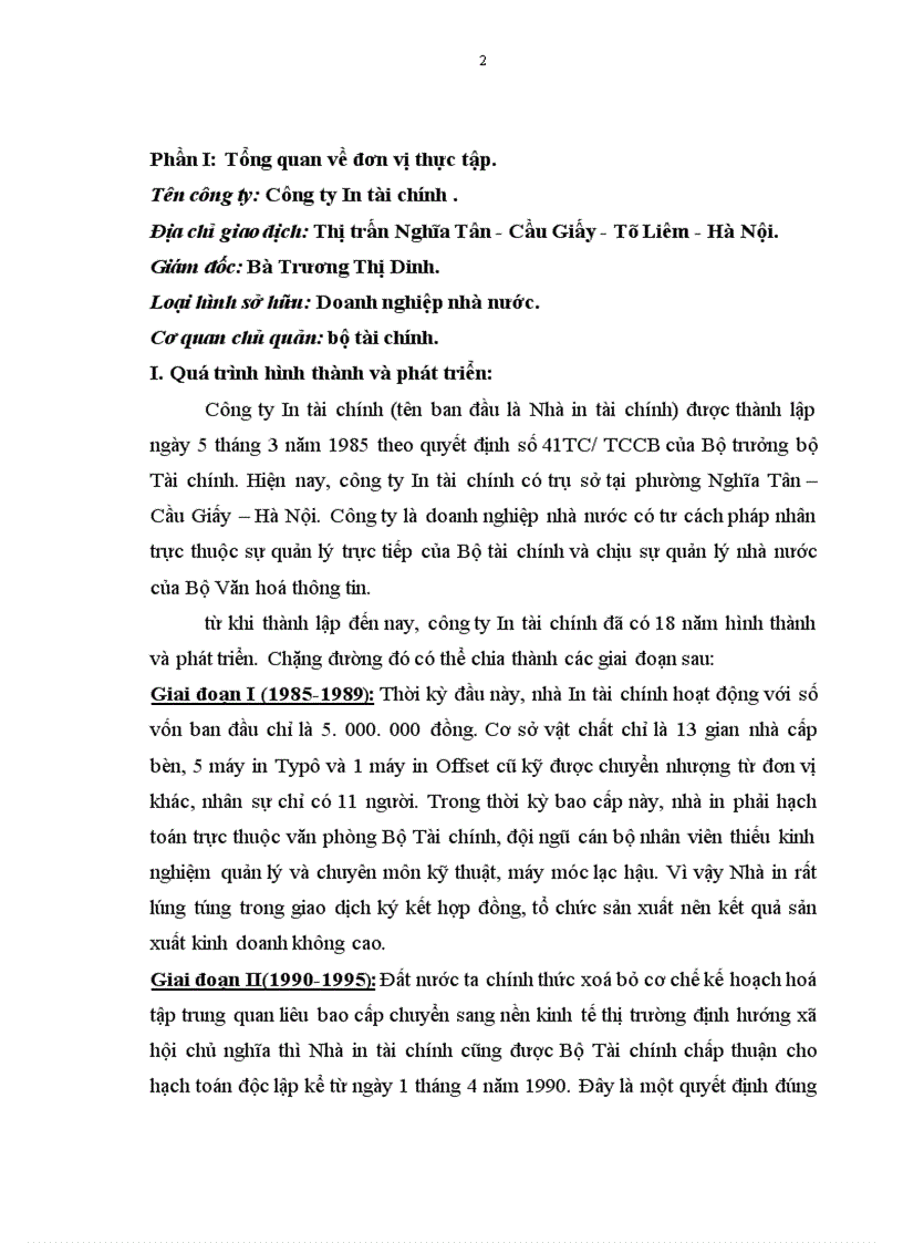 image for page Báo cáo thực tập tại Công ty In Tài chính