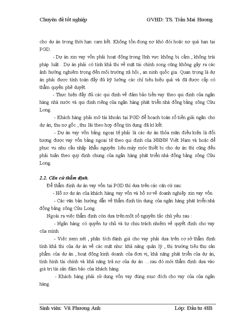 image for page Thẩm định dự án vay vốn của các doanh nghiệp vừa và nhỏ tại Ngân hàng phát triển nhà đồng bằng sông Cửu Long – chi nhánh Hà Nội – Phòng giao dịch Lý Nam Đế. Thực trạng và giải pháp