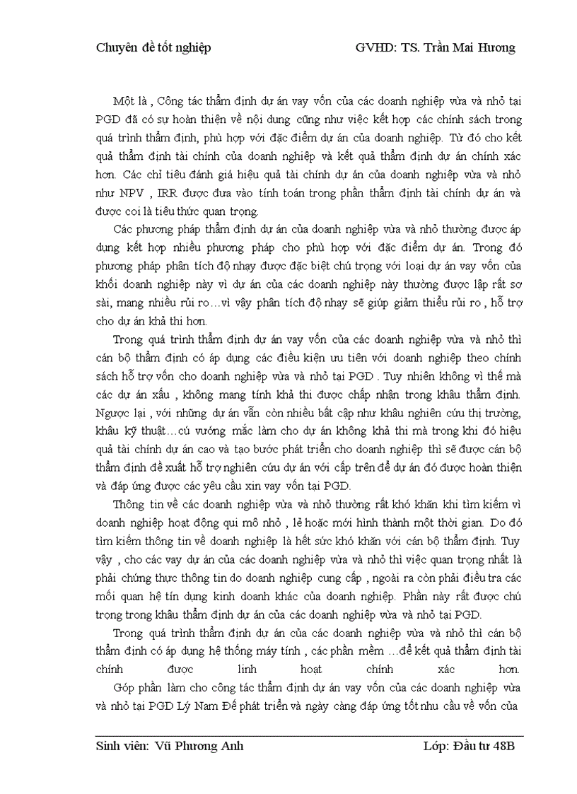 image for page Thẩm định dự án vay vốn của các doanh nghiệp vừa và nhỏ tại Ngân hàng phát triển nhà đồng bằng sông Cửu Long – chi nhánh Hà Nội – Phòng giao dịch Lý Nam Đế. Thực trạng và giải pháp