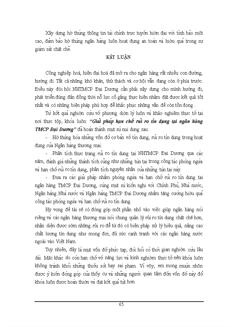 image for page Giải pháp hạn chế rủi ro tín dụng đối với Ngân hàng Thương mại Cổ phần Đại Dương