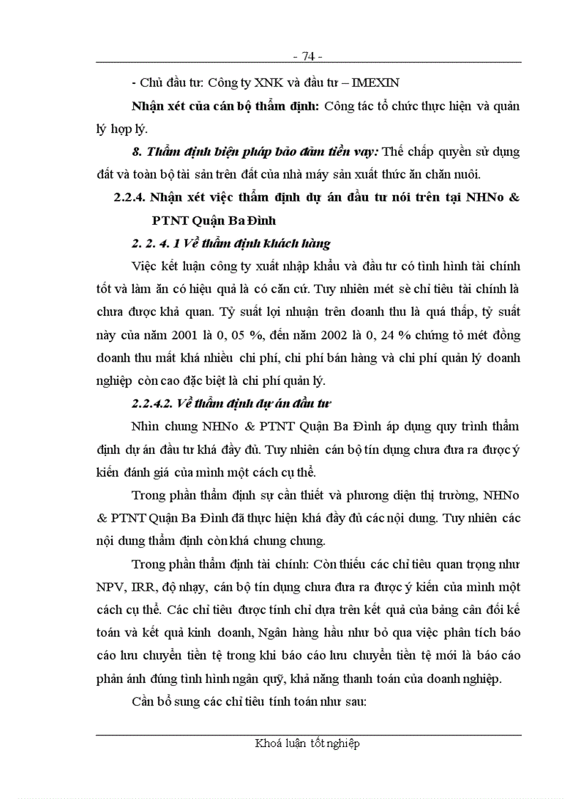 image for page Các giải pháp nhằm nâng cao chất lượng công tác thẩm định dự án đầu tư tại chi nhánh NHNo&PTNT Quận Ba Đình