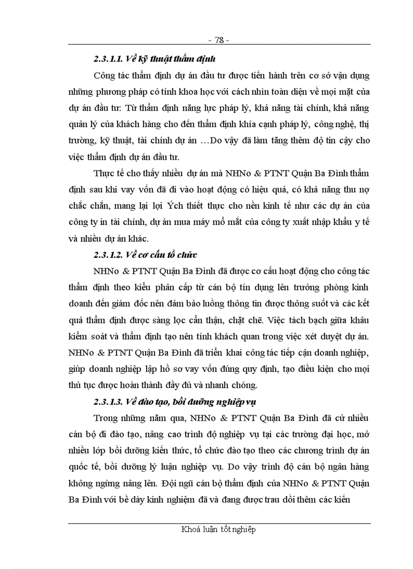 image for page Các giải pháp nhằm nâng cao chất lượng công tác thẩm định dự án đầu tư tại chi nhánh NHNo&PTNT Quận Ba Đình