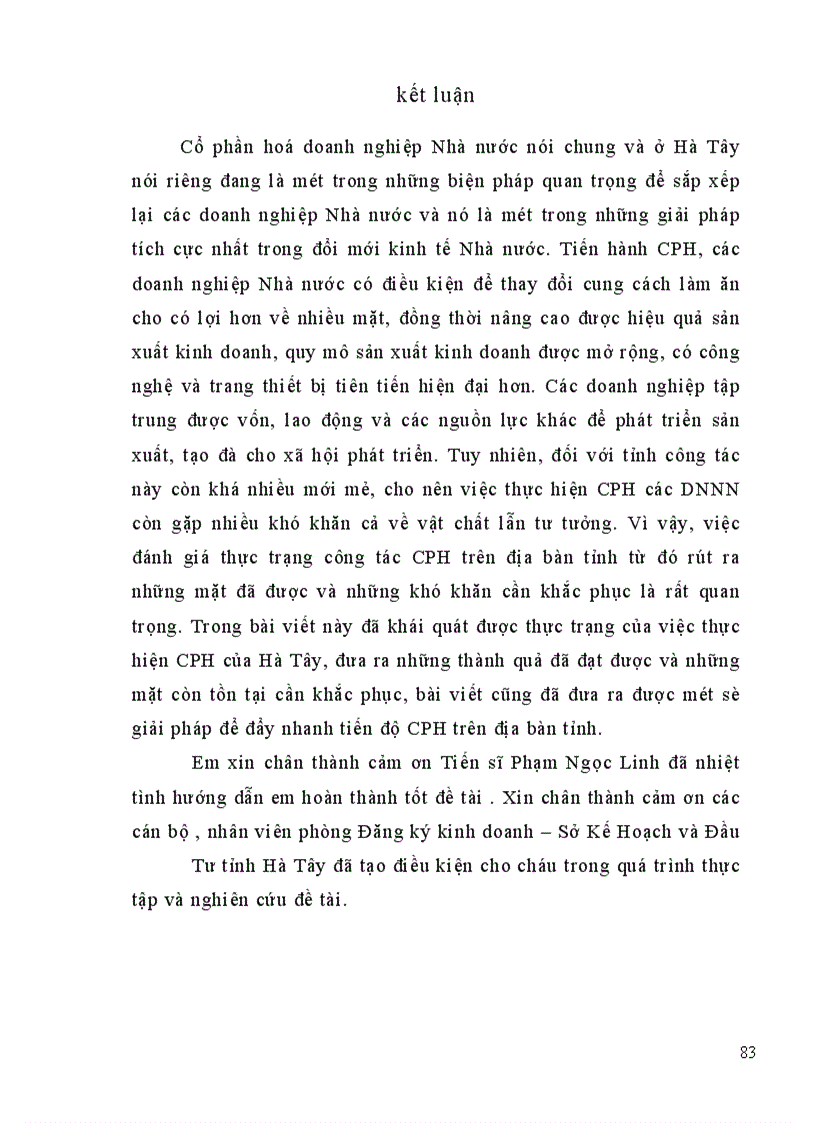 image for page Cổ phần hoá DNNN trên địa bàn tỉnh Hà Tây thực trạng và giải pháp