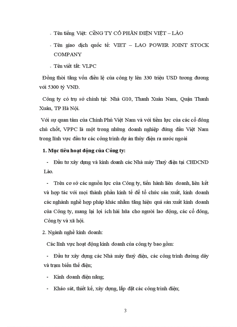 image for page Báo cáo thực tập tại công ty cổ phần điện Việt Lào
