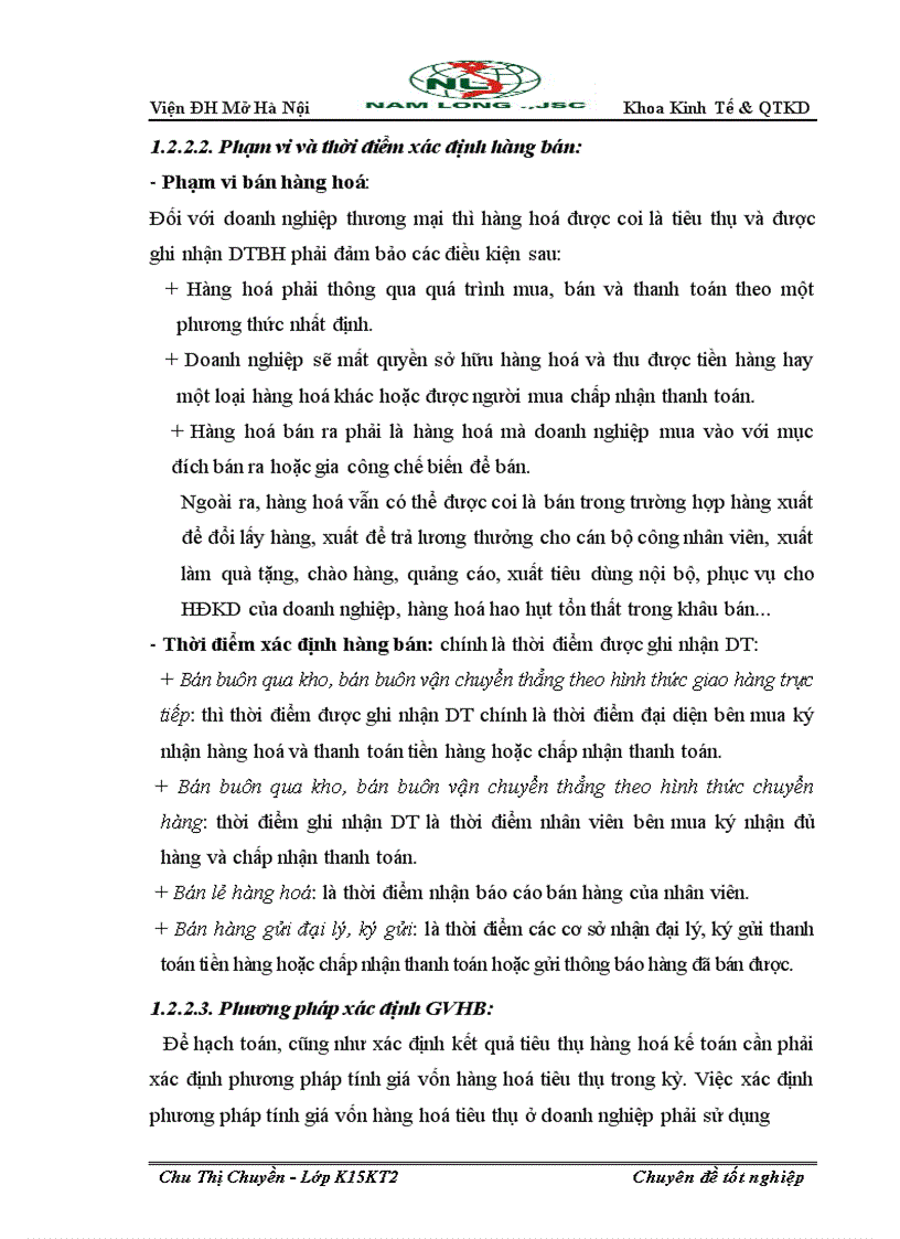 image for page Hoàn thiện công tác hạch toán lưu chuyển hàng hoá và xác định kết quả tiêu thụ hàng hoá tại công ty cổ phần tin học viễn thông Nam Long