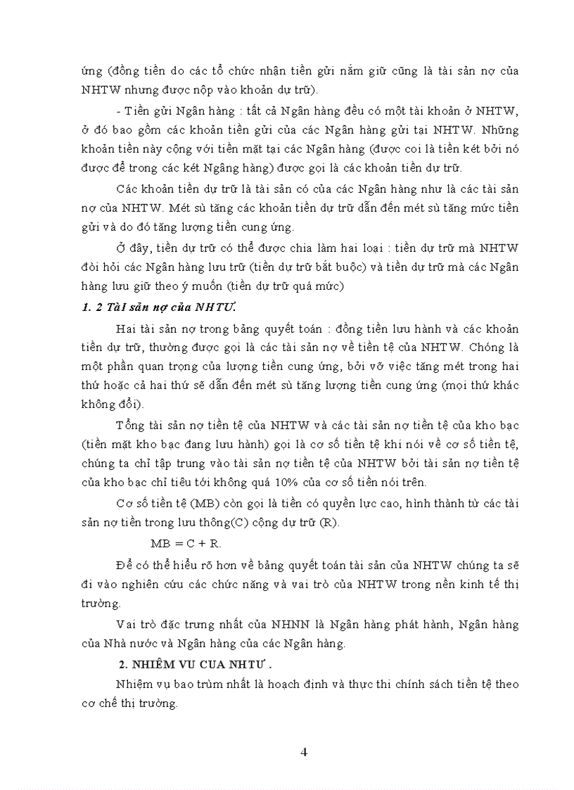 image for page Vai trò của NHTW trong nền kinh tế thị trường