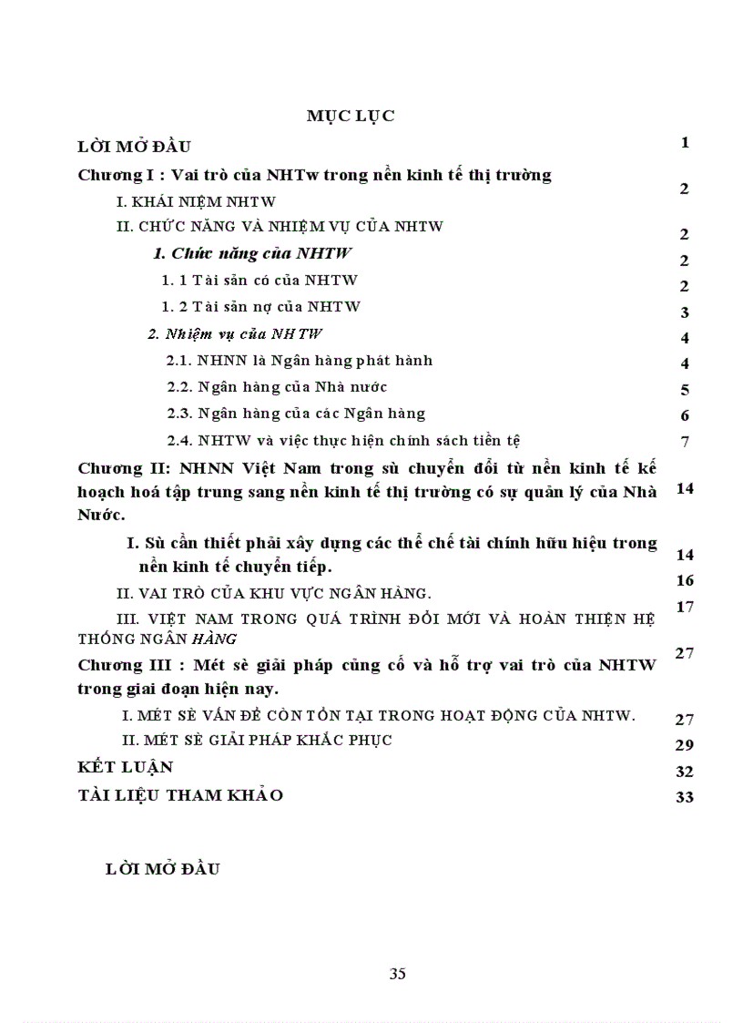 image for page Vai trò của NHTW trong nền kinh tế thị trường