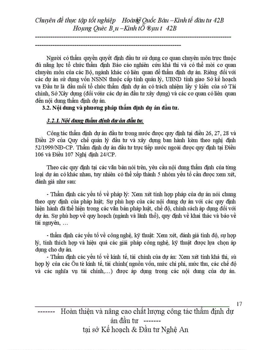 image for page Hoàn thiện và nâng cao chất lượng công tác thẩm định dự án đầu tư tại sở Kế hoạch & Đầu tư Nghệ An