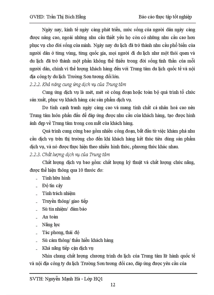 image for page Báo cáo thực tập tại công ty du lịch Trường Sơn