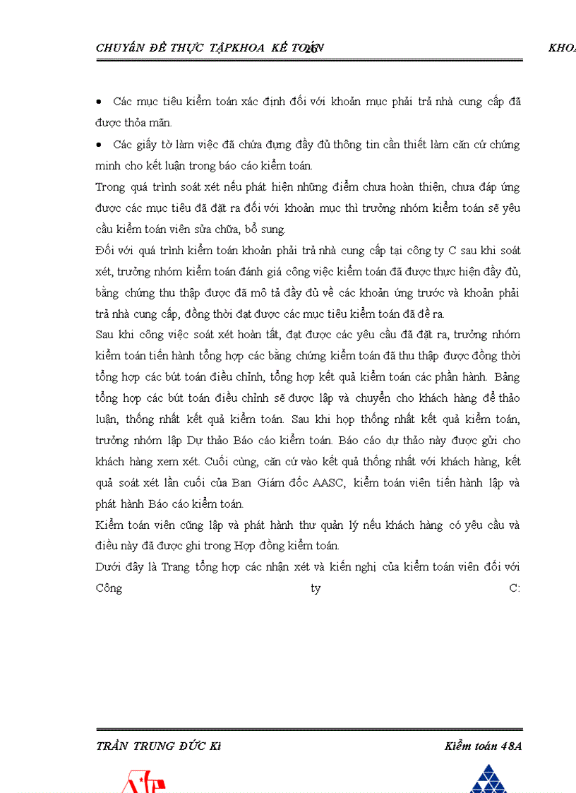 image for page Hoàn thiện quy trình kiểm toán khoản mục phải trả nhà cung cấp trong kiểm toán báo cáo tài chính do Công ty TNHH Dịch vụ Tư vấn Tài chính Kế toán và Kiểm toán (AASC) thực hiện