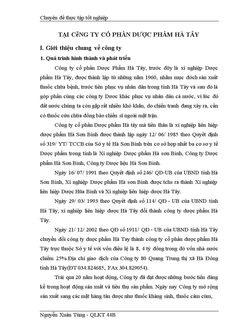 image for page Giải pháp cho hoạt động tiêu thụ sản phẩm tại Công ty cổ phần dược phẩm Hà Tây
