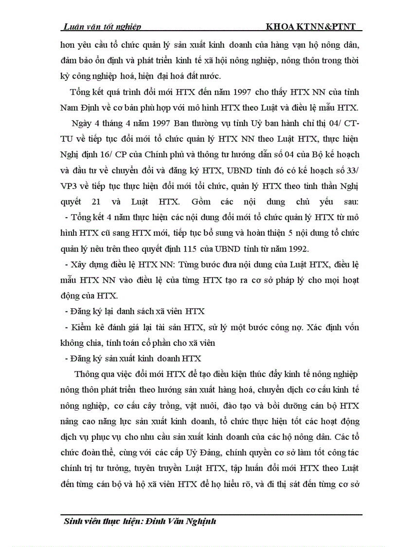 image for page Thực trạng và giải pháp đổi mới HTX nông nghiệp theo Luật ở tỉnh Nam Định